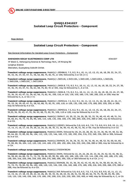 China Shenzhen Socay Electronics Co., Ltd. Certificações