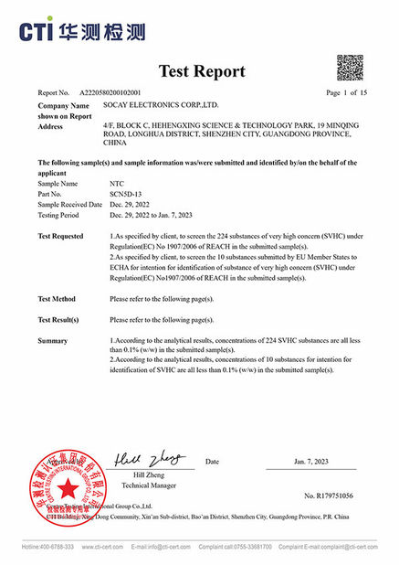 China Shenzhen Socay Electronics Co., Ltd. Certificações